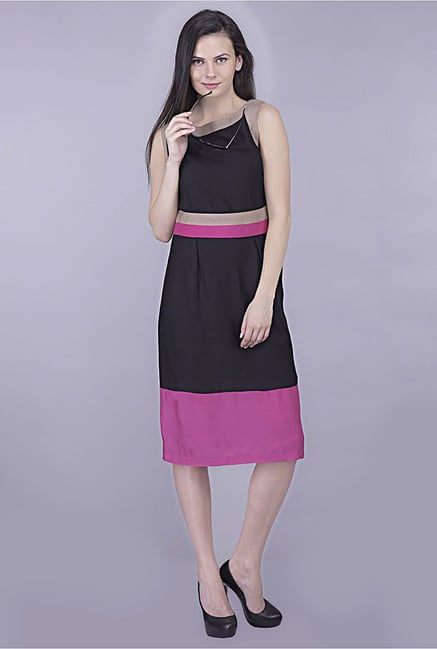 Kaaryah Black And Purple Solid Dress Kaaryah Black And Purple Solid Dress