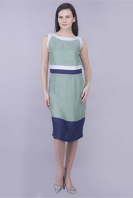 Kaaryah Green And Navy Solid Dress Kaaryah Green And Navy Solid Dress