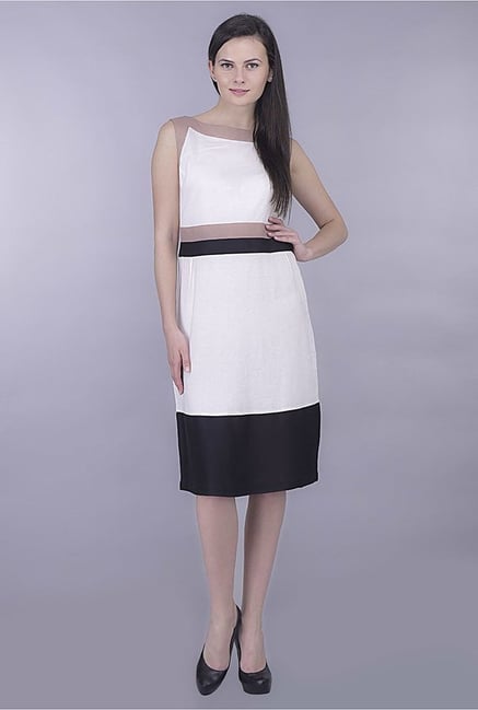 Kaaryah White and Black Solid Dress Kaaryah White and Black Solid Dress