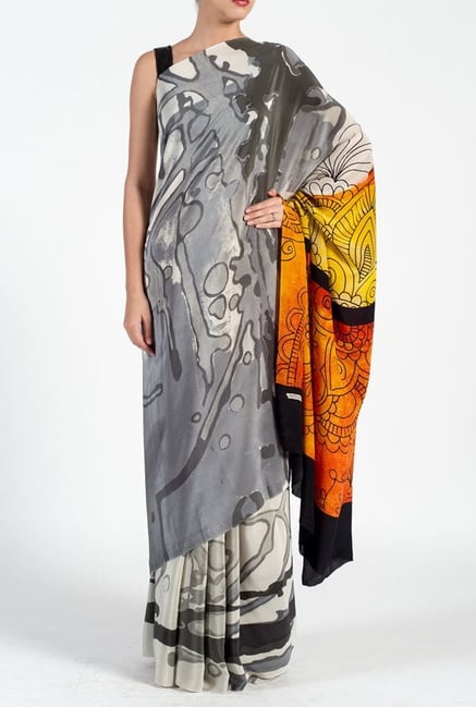 Satya Paul Grey Georgette Saree Satya Paul Grey Georgette Saree