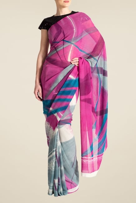 Satya Paul Pink Georgette Saree Satya Paul Pink Georgette Saree