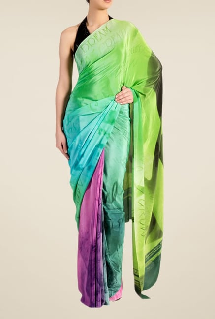 Satya Paul Sea Green Georgette Saree Satya Paul Sea Green Georgette Saree