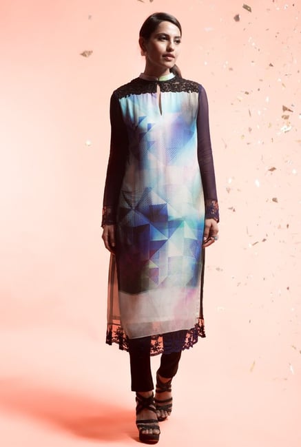 Satya Paul Blue Printed Kurta Satya Paul Blue Printed Kurta