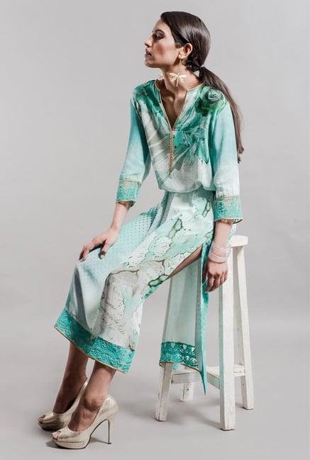 Satya Paul Green Printed Kurta Satya Paul Green Printed Kurta