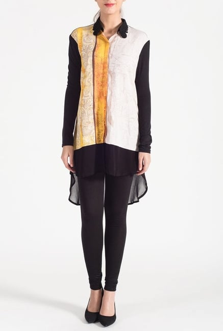 Satya Paul White & Black Printed Linen Shirt Satya Paul White & Black Printed Linen Shirt