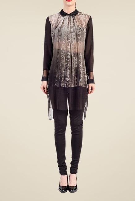 Satya Paul White & Black Printed Shirt Satya Paul White & Black Printed Shirt