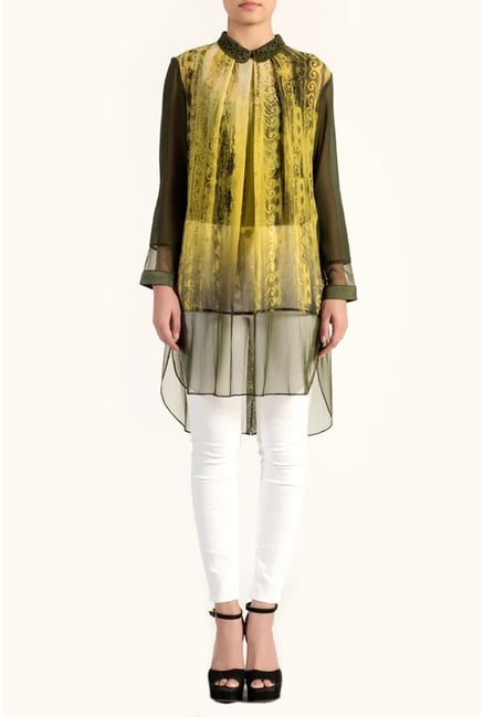 Satya Paul Olive & Black Printed Shirt Satya Paul Olive & Black Printed Shirt