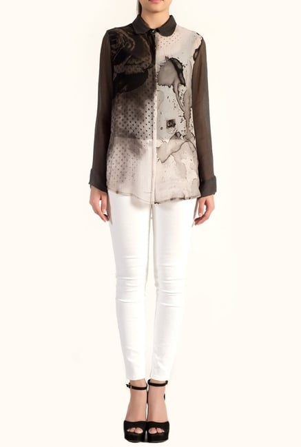 Satya Paul Dark Grey Printed Shirt Satya Paul Dark Grey Printed Shirt