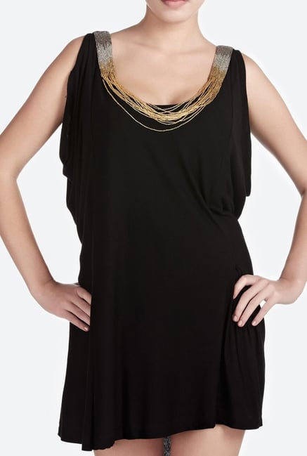 Satya Paul Black Viscose Jersey Dress Satya Paul Black Viscose Jersey Dress