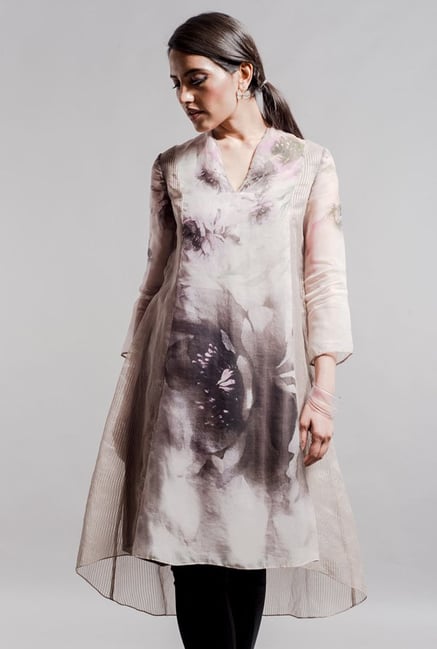 Satya Paul Light Grey Organza Kurti Satya Paul Light Grey Organza Kurti