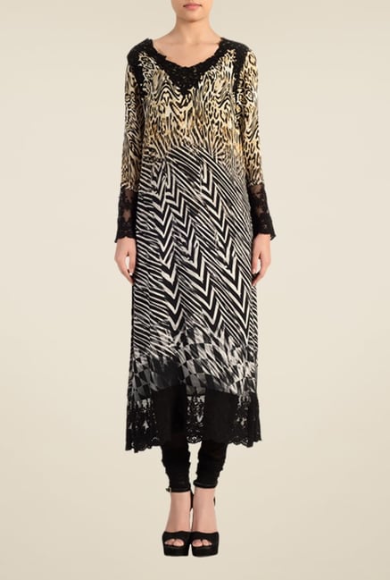 Satya Paul Black & Brown Printed Kurta Satya Paul Black & Brown Printed Kurta