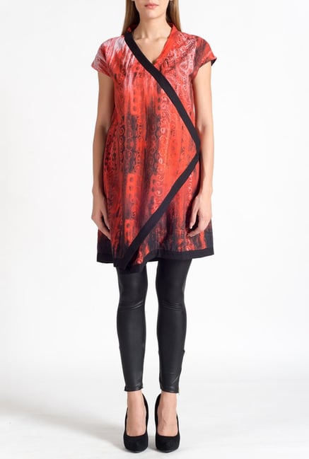 Satya Paul Red Cotton Lawn Shrug Satya Paul Red Cotton Lawn Shrug