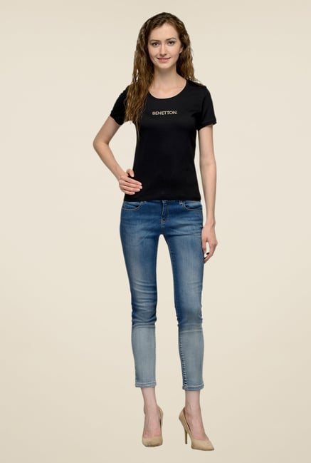 United Colors of Benetton Black Solid T-shirt United Colors of Benetton Black Solid T-shirt