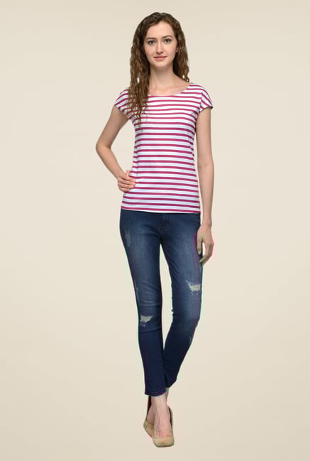 United Colors of Benetton Purple & White Striped T-shirt United Colors of Benetton Purple & White Striped T-shirt