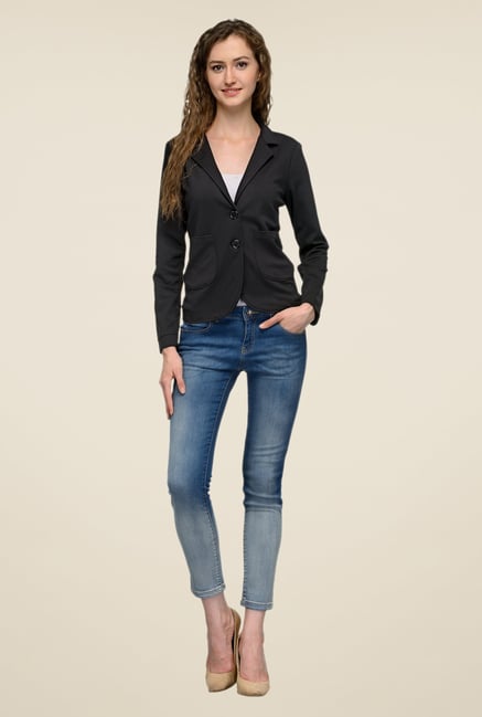 United Colors of Benetton Black Solid Blazer United Colors of Benetton Black Solid Blazer