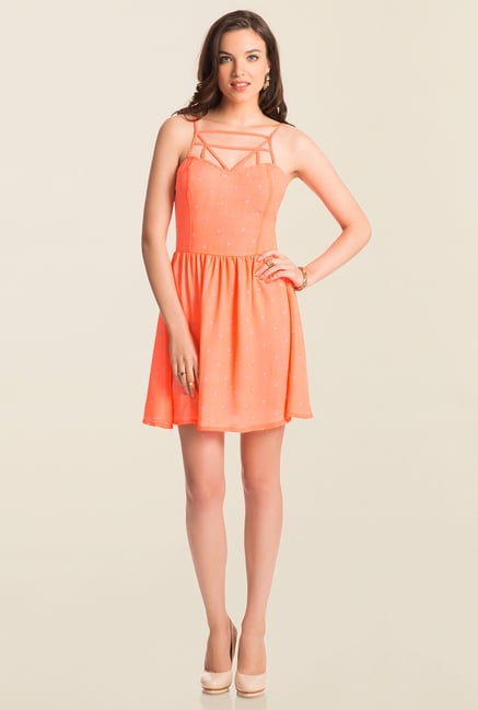 PrettySecrets Starstruck Orange Spring Bound Skater Dress PrettySecrets Starstruck Orange Spring Bound Skater Dress