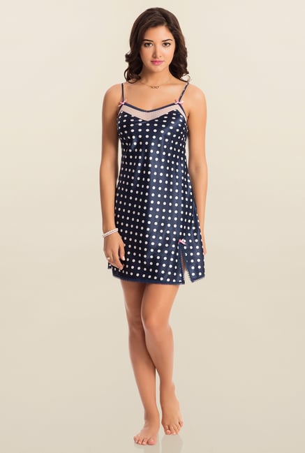 PrettySecrets Navy Polka Dot Midnight Spell Short Chemise PrettySecrets Navy Polka Dot Midnight Spell Short Chemise