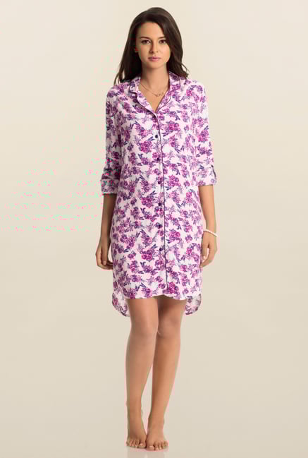 PrettySecrets White Blossom Snuggle Up Sleepshirt PrettySecrets White Blossom Snuggle Up Sleepshirt