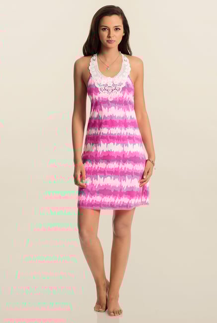 PrettySecrets Pink Streak Printed Play Short Chemise PrettySecrets Pink Streak Printed Play Short Chemise