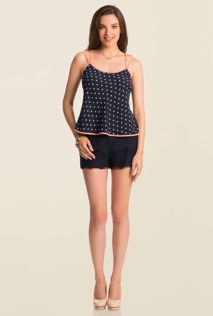 PrettySecrets Navy Classic Polka Spring Bound Cami Top PrettySecrets Navy Classic Polka Spring Bound Cami Top