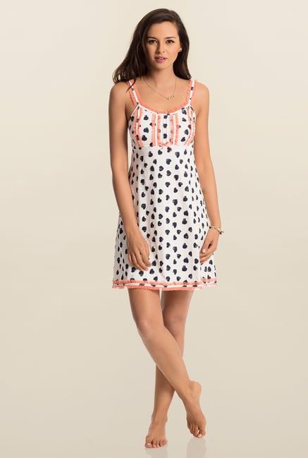 PrettySecrets White Heart Print Play Short Chemise PrettySecrets White Heart Print Play Short Chemise