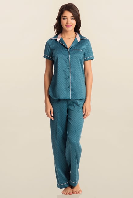 PrettySecrets Dazzling Teal Midnight Top & Pyjama Set PrettySecrets Dazzling Teal Midnight Top & Pyjama Set