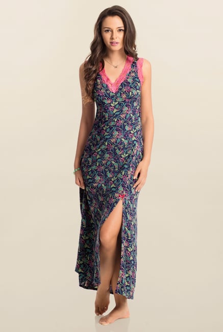 PrettySecrets Navy Midnight Snuggle Up Long Nightdress PrettySecrets Navy Midnight Snuggle Up Long Nightdress