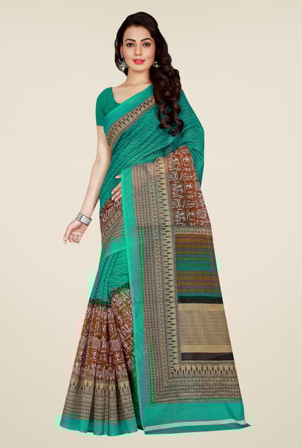 Shonaya Green & Brown Art Silk Saree Shonaya Green & Brown Art Silk Saree