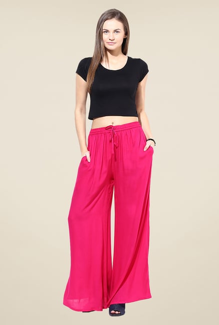 Stylenmart Pink Solid Palazzos Stylenmart Pink Solid Palazzos