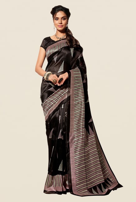 Shonaya Black Cotton Silk Printed Saree Shonaya Black Cotton Silk Printed Saree