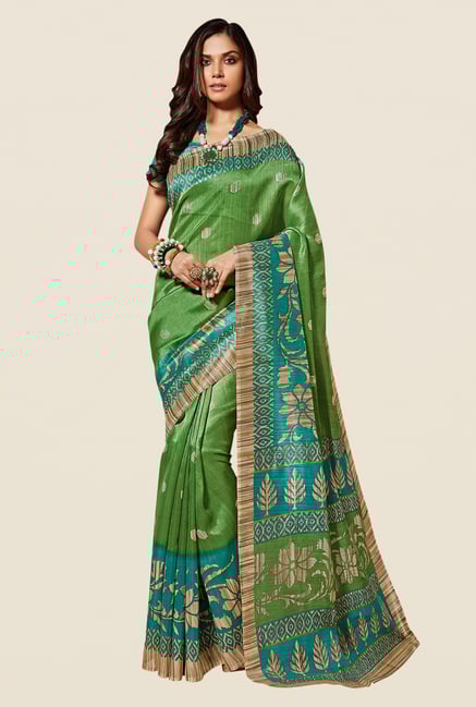 Shonaya Green & Turquoise Cotton Silk Saree Shonaya Green & Turquoise Cotton Silk Saree