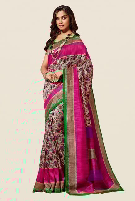 Shonaya Beige & Pink Cotton Silk Saree Shonaya Beige & Pink Cotton Silk Saree