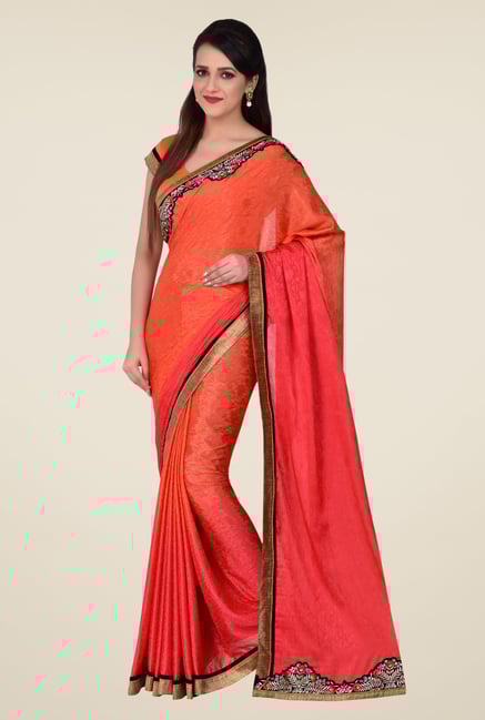 Shonaya Orange & Red Silk Jacquard Saree Shonaya Orange & Red Silk Jacquard Saree
