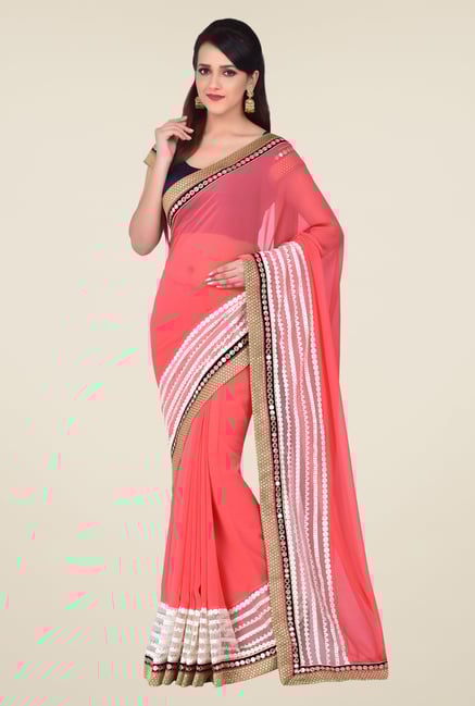 Shonaya Peach Georgette Saree Shonaya Peach Georgette Saree