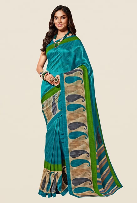 Shonaya Turquoise & Beige Cotton Silk Saree Shonaya Turquoise & Beige Cotton Silk Saree