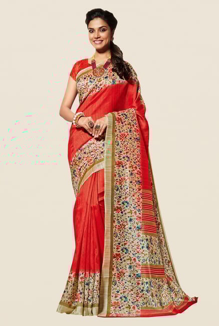 Shonaya Orange & Beige Cotton Silk Saree Shonaya Orange & Beige Cotton Silk Saree