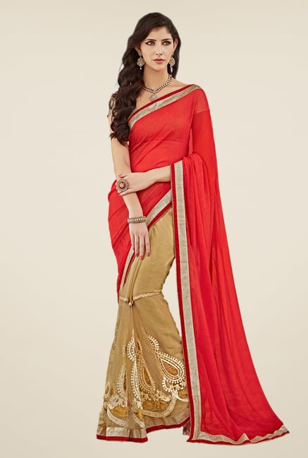 Shonaya Beige & Pink Georgette Saree Shonaya Beige & Pink Georgette Saree