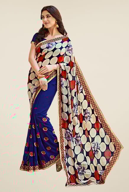 Shonaya Blue & Peach Georgette Saree Shonaya Blue & Peach Georgette Saree