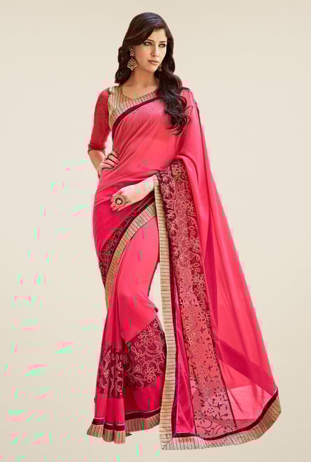 Shonaya Pink Georgette Printed Saree Shonaya Pink Georgette Printed Saree