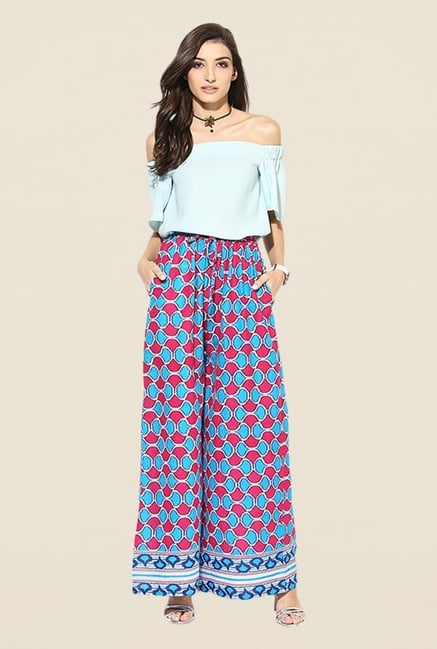 Stylenmart Blue Printed Palazzos Stylenmart Blue Printed Palazzos