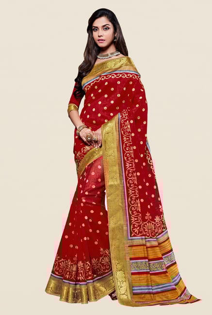 Shonaya Red & Gold Kanjivaram Art Silk Saree Shonaya Red & Gold Kanjivaram Art Silk Saree