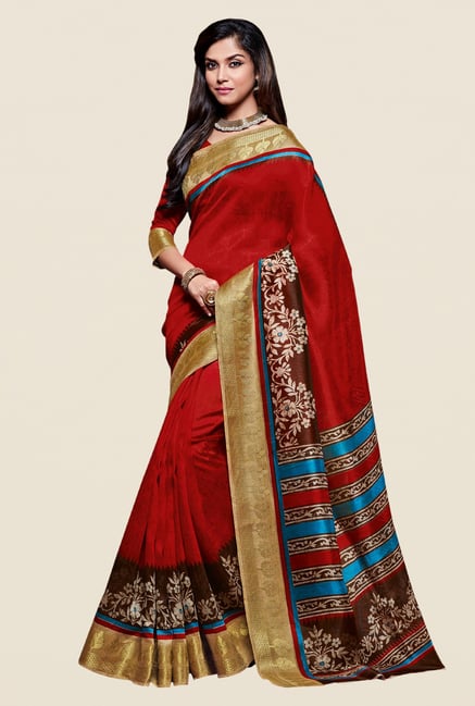 Shonaya Red Kanjivaram Art Silk Saree Shonaya Red Kanjivaram Art Silk Saree
