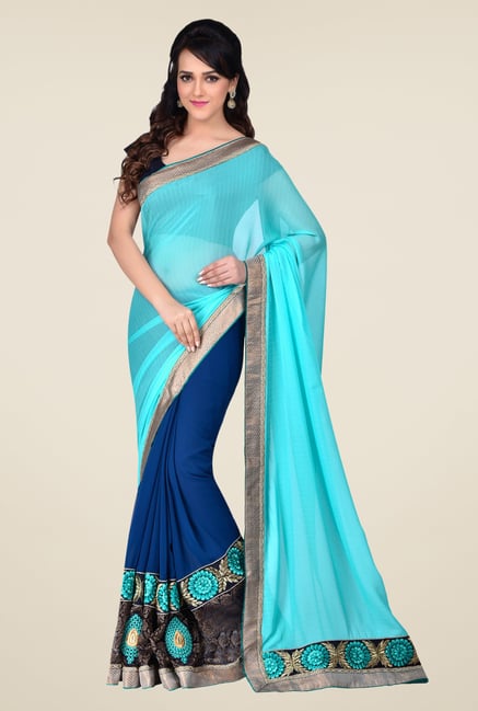 Shonaya Blue & Turquoise Georgette & Chiffon Saree Shonaya Blue & Turquoise Georgette & Chiffon Saree
