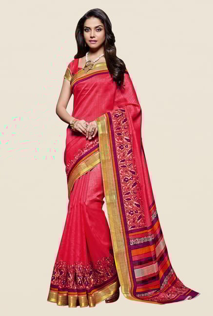 Shonaya Pink & White Kanjivaram Art Silk Saree Shonaya Pink & White Kanjivaram Art Silk Saree