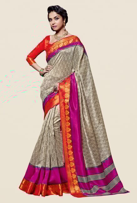 Shonaya Beige & Pink Kanjivaram Art Silk Saree Shonaya Beige & Pink Kanjivaram Art Silk Saree