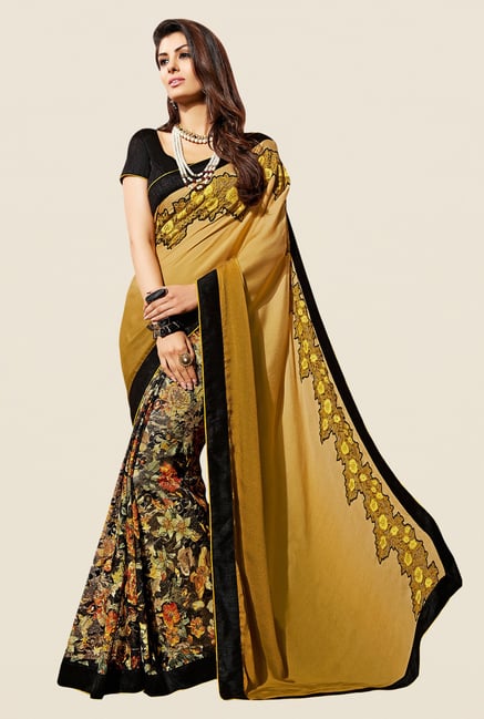 Shonaya Beige & Black Georgette & Jacquard Saree Shonaya Beige & Black Georgette & Jacquard Saree