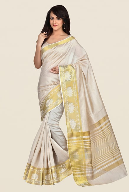 Shonaya Beige Banarasi Art Silk Saree Shonaya Beige Banarasi Art Silk Saree
