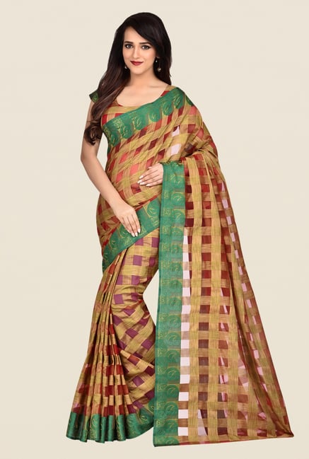 Shonaya Red & Beige Banarasi Art Silk Saree Shonaya Red & Beige Banarasi Art Silk Saree