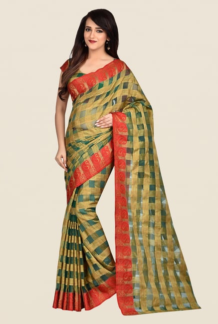 Shonaya Green & Beige Banarasi Art Silk Saree Shonaya Green & Beige Banarasi Art Silk Saree