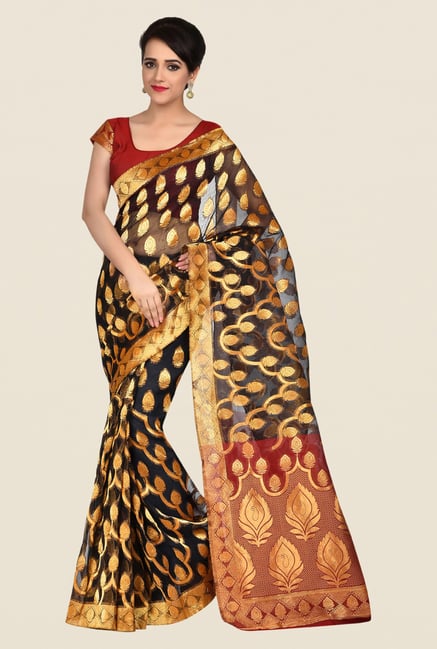 Shonaya Black & Gold Banarasi Art Silk Dry Clean Saree Shonaya Black & Gold Banarasi Art Silk Dry Clean Saree